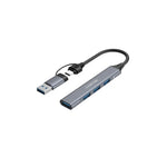 CANYON OnHub 02 4-portu USB-C/USB-A HUB, USB 3.0, pelēks