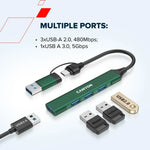 CANYON OnHub 02 4-portu USB-C/USB-A HUB, USB 3.0, pelēks