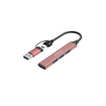 CANYON OnHub 02 4-portu USB-C/USB-A HUB, USB 3.0, 107x17x7mm, rozā