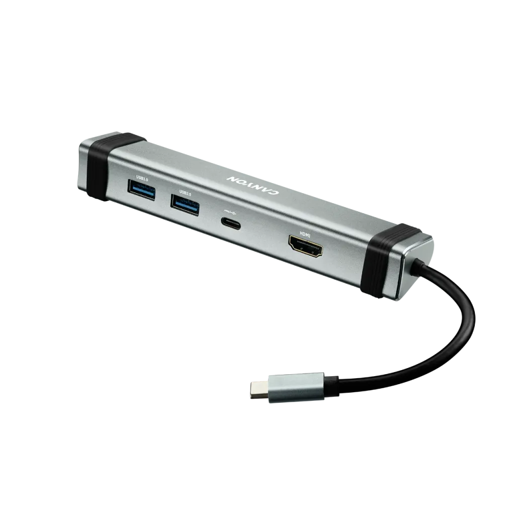 CANYON DS-3 4-in-1 USB-C HUB, HDMI 4K, 2×USB 3.0, PD 60W, pelēks