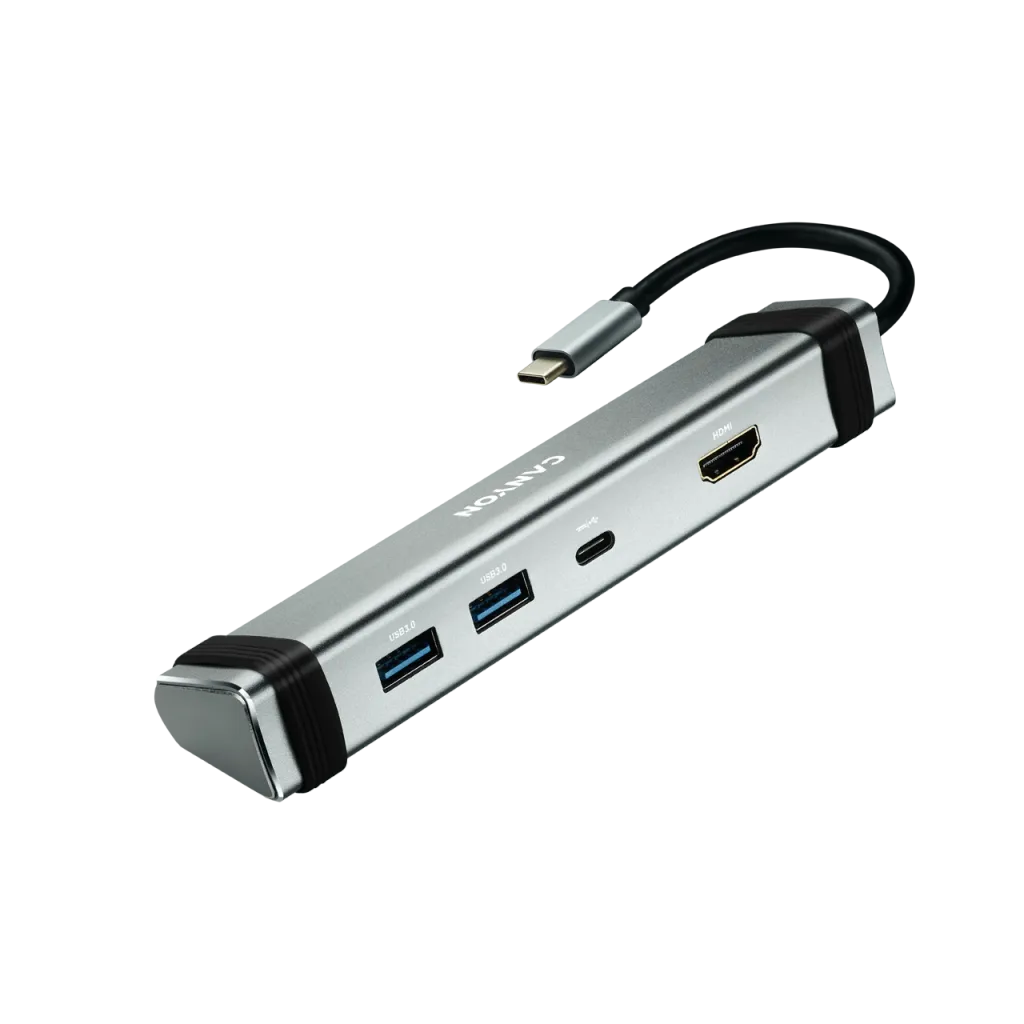 CANYON DS-3 4-in-1 USB-C HUB, HDMI 4K, 2×USB 3.0, PD 60W, pelēks