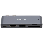CANYON DS-5 5-in-1 Thunderbolt 3 dokstacija, HDMI 4K, PD 100W, pelēka
