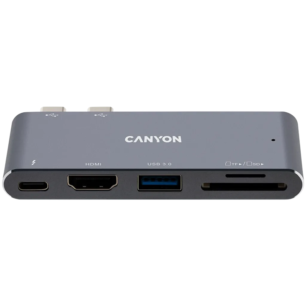 CANYON DS-5 5-in-1 Thunderbolt 3 dokstacija, HDMI 4K, PD 100W, pelēka
