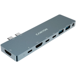 CANYON DS-8 8-in-1 USB-C dokstacija, 2xHDMI 4K, PD 87W, pelēka