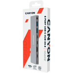CANYON DS-8 8-in-1 USB-C dokstacija, 2xHDMI 4K, PD 87W, pelēka