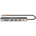 CANYON OnHub 13 USB-C 7 portu HUB, 100W PD, HDMI 4K, pelēks