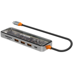 CANYON OnHub 13 USB-C 7 portu HUB, 100W PD, HDMI 4K, pelēks