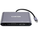 CANYON DS-14 USB-C 8 portu HUB, 100W PD, HDMI 4K, Gigabit Ethernet