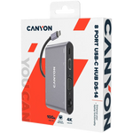 CANYON DS-14 USB-C 8 portu HUB, 100W PD, HDMI 4K, Gigabit Ethernet
