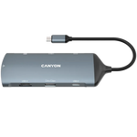 CANYON DS-15 USB-C 8 portu HUB, 100W PD, HDMI 4K, Gigabit Ethernet