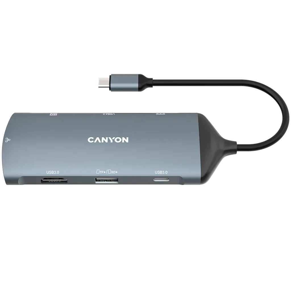 CANYON DS-15 USB-C 8 portu HUB, 100W PD, HDMI 4K, Gigabit Ethernet