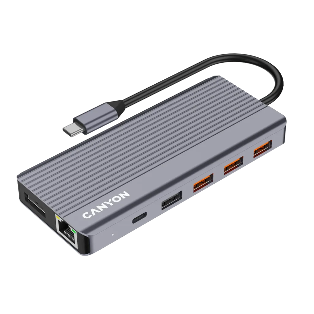CANYON DS-16 USB-C 13 portu HUB, 100W PD, 2×HDMI 4K 60 Hz, DP