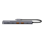 CANYON DS-17 USB-C 6 portu HUB, 100W PD, HDMI 4K 60Hz, pelēks