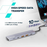 CANYON DS-17 USB-C 6 portu HUB, 100W PD, HDMI 4K 60Hz, pelēks