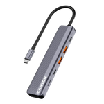 CANYON DS-17 USB-C 6 portu HUB, 100W PD, HDMI 4K 60Hz, pelēks