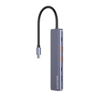 CANYON DS-17 USB-C 6 portu HUB, 100W PD, HDMI 4K 60Hz, pelēks