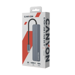 CANYON DS-17 USB-C 6 portu HUB, 100W PD, HDMI 4K 60Hz, pelēks