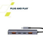 CANYON DS-18 USB-C 5 portu HUB, 100W PD, 10Gb/s, pelēks