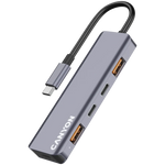 CANYON DS-18 USB-C 5 portu HUB, 100W PD, 10Gb/s, pelēks