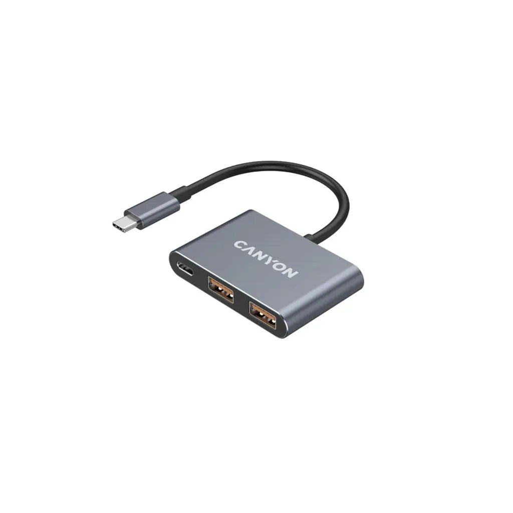 CANYON DS-3 3-portu USB-C HUB, 2×USB-A + USB-C, 10Gbit/s, pelēks