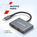 CANYON DS-3 3-portu USB-C HUB, 2×USB-A + USB-C, 10Gbit/s, pelēks