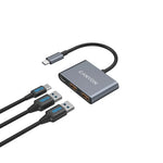 CANYON DS-3 3-portu USB-C HUB, 2×USB-A + USB-C, 10Gbit/s, pelēks