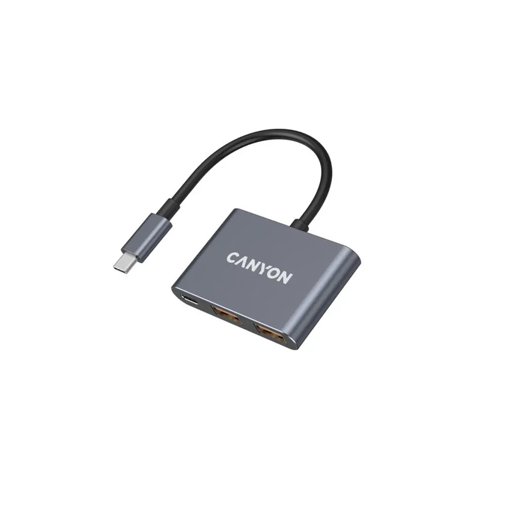 CANYON DS-3 3-portu USB-C HUB, 2×USB-A + USB-C, 10Gbit/s, pelēks