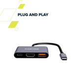 CANYON OnHub 4 3-portu USB-C HUB, HDMI 4K, USB 3.2, PD 100W, pelēks