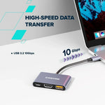 CANYON OnHub 4 3-portu USB-C HUB, HDMI 4K, USB 3.2, PD 100W, pelēks