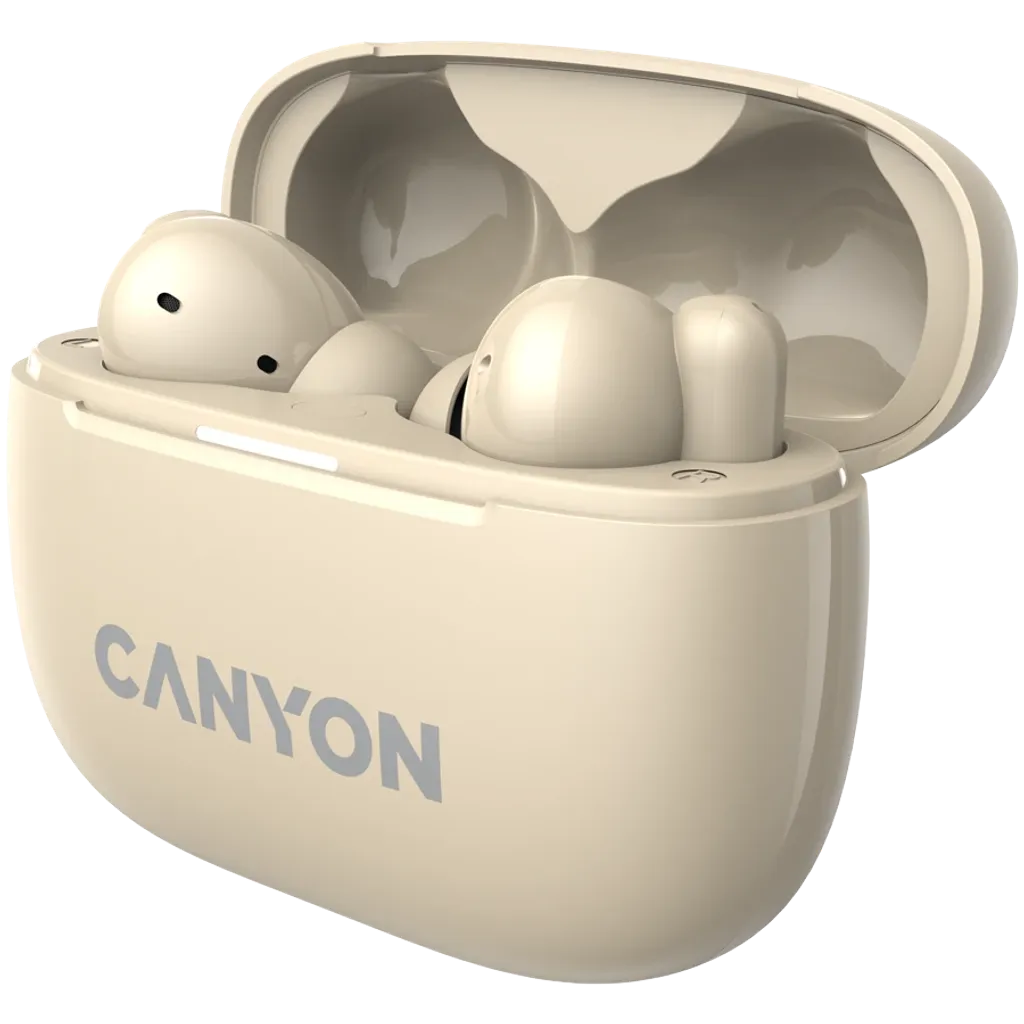 CANYON OnGo 10 ANC TWS bezvadu austiņas, Bluetooth 5.3, bēšas