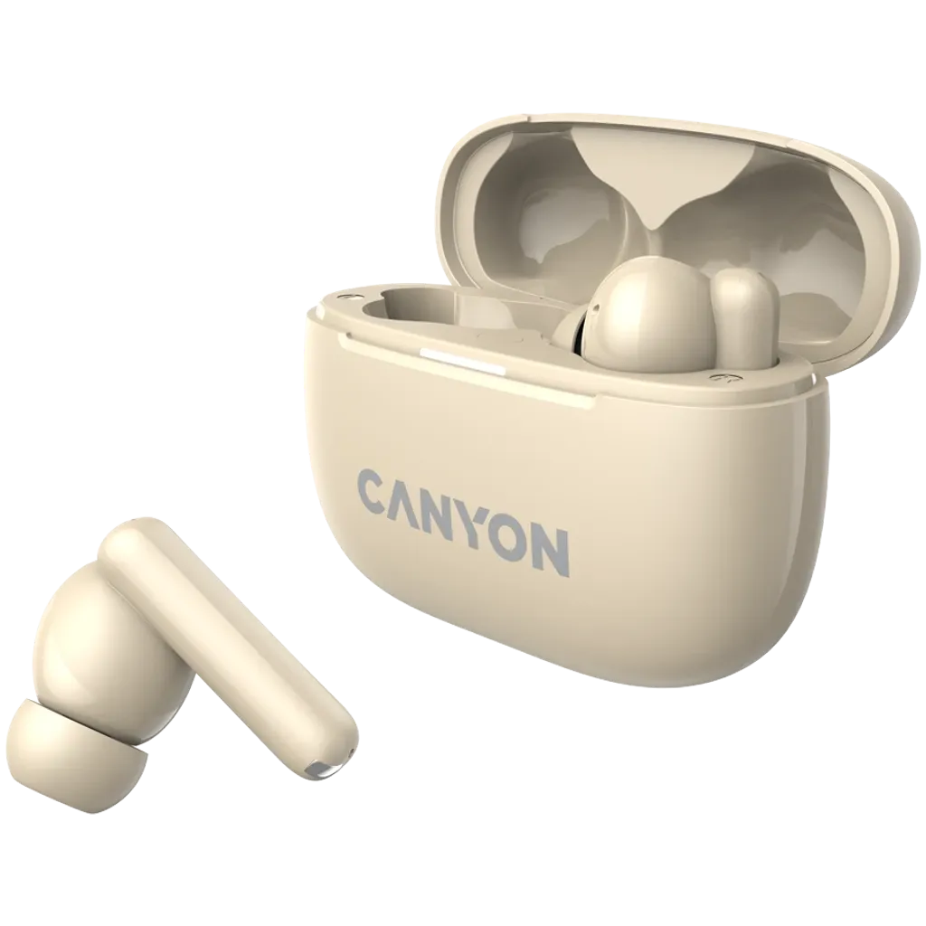 CANYON OnGo 10 ANC TWS bezvadu austiņas, Bluetooth 5.3, bēšas