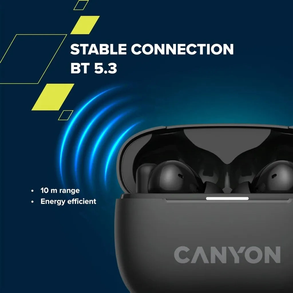 CANYON OnGo 10 ANC TWS bezvadu austiņas, Bluetooth 5.3, tumši