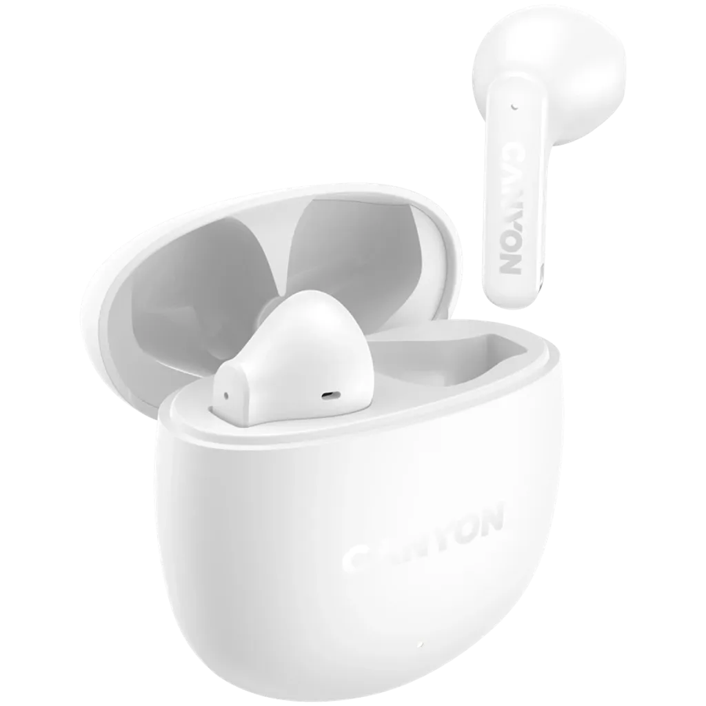 CANYON OnGo 13 TWS bezvadu austiņas, Bluetooth 5.4, 30 h, baltas