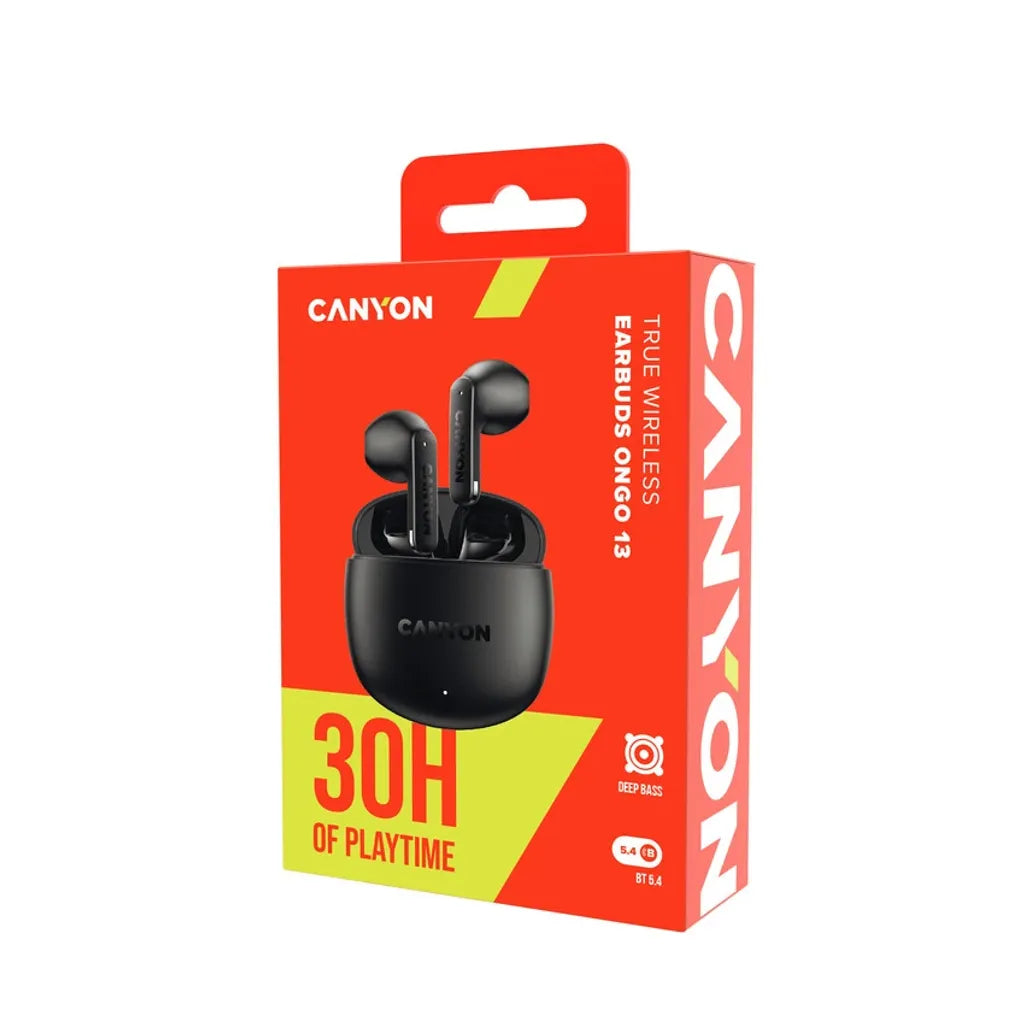CANYON OnGo 13 TWS bezvadu austiņas, Bluetooth 5.4, 30 h, melnas