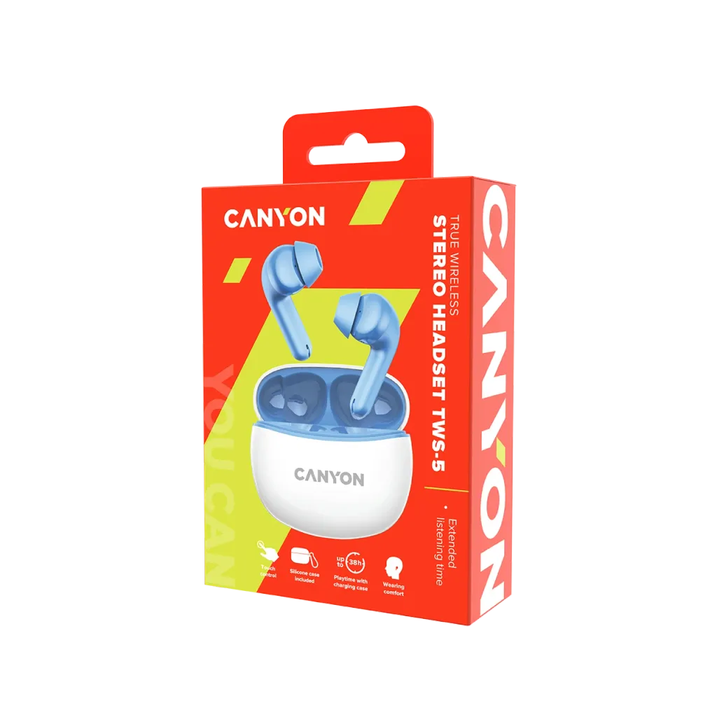 CANYON OnGo 10 ANC TWS bezvadu austiņas, Bluetooth 5.3, 38 h, zilas