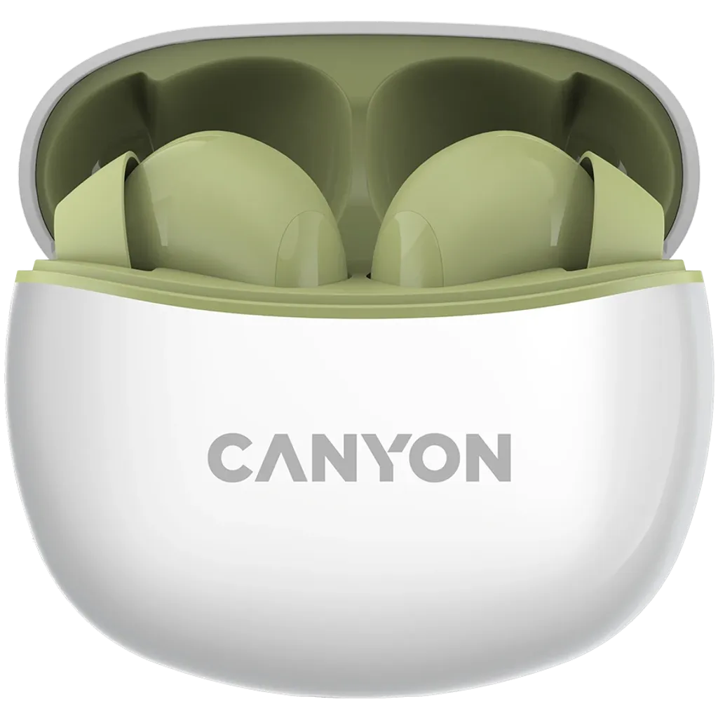 CANYON TWS-5 TWS bezvadu austiņas, Bluetooth 5.3, 38 h, zaļas
