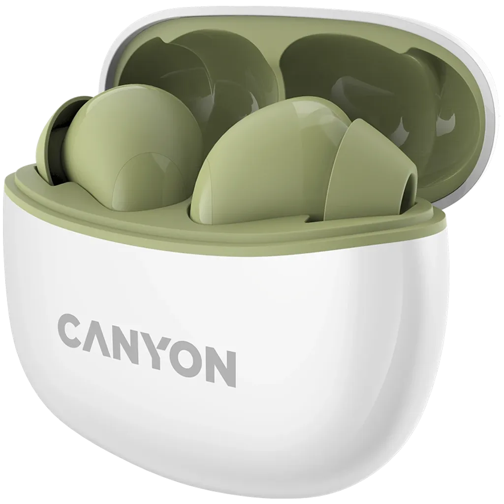 CANYON TWS-5 TWS bezvadu austiņas, Bluetooth 5.3, 38 h, zaļas