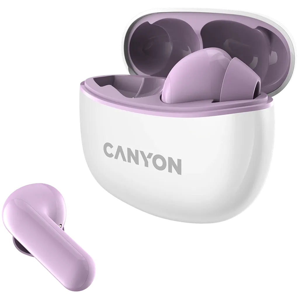 CANYON OnGo 10 ANC TWS bezvadu austiņas, Bluetooth 5.3, 38 h, violetas