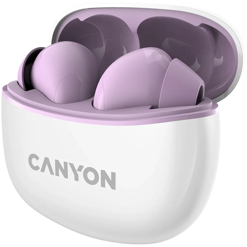 CANYON OnGo 10 ANC TWS bezvadu austiņas, Bluetooth 5.3, 38 h, violetas