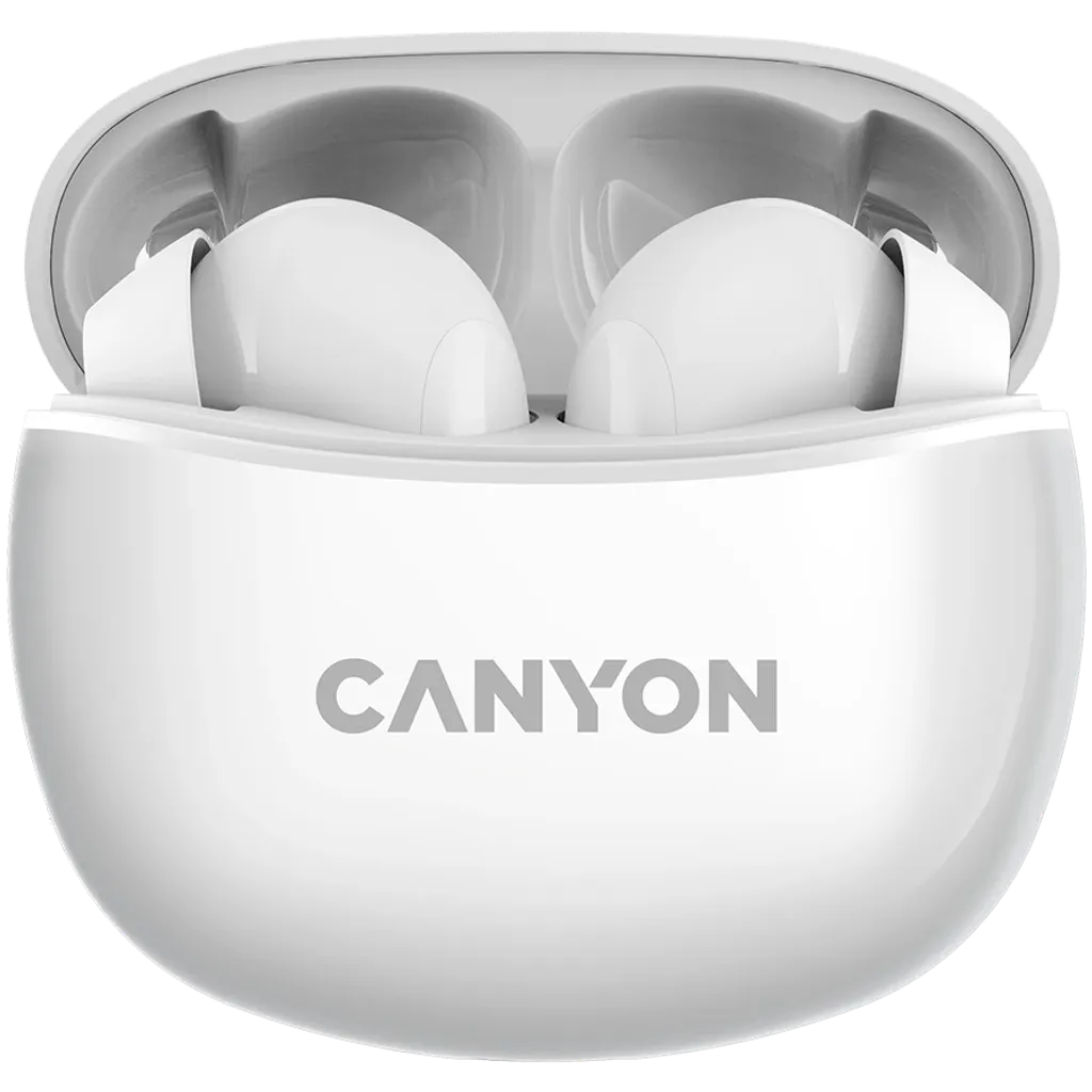 CANYON OnGo 5 TWS bezvadu austiņas, Bluetooth 5.3, 38 h, baltas