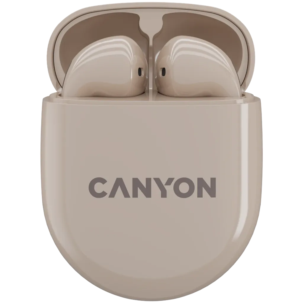 CANYON TWS-6 TWS bezvadu austiņas, Bluetooth 5.3, 21 h, bēšas