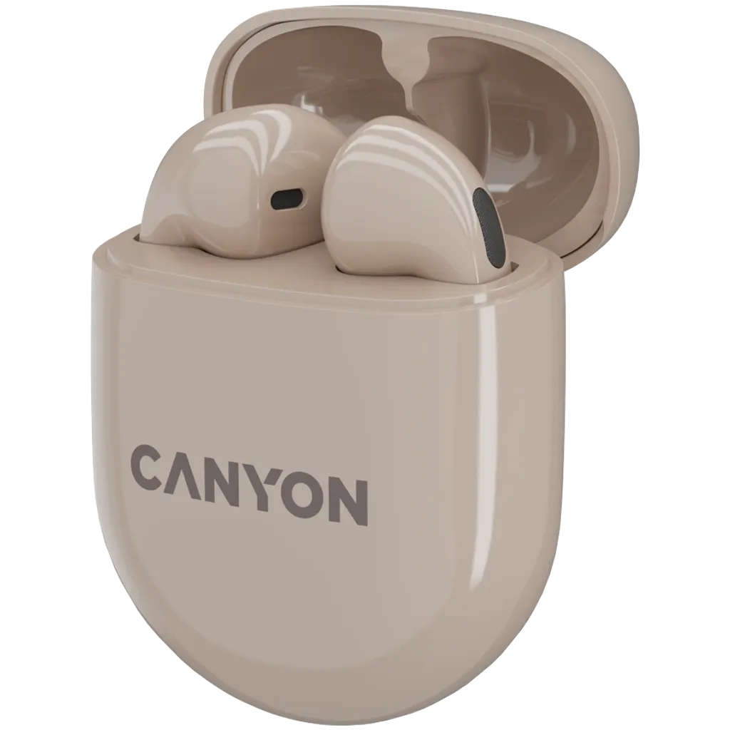 CANYON TWS-6 TWS bezvadu austiņas, Bluetooth 5.3, 21 h, bēšas