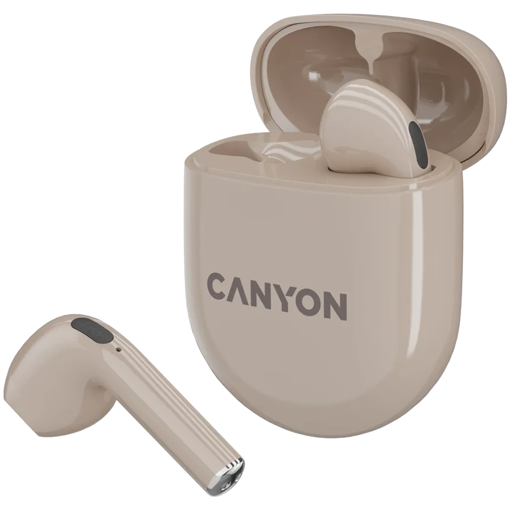CANYON TWS-6 TWS bezvadu austiņas, Bluetooth 5.3, 21 h, bēšas