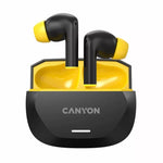 CANYON austiņas HEXAGON 7 TWS ANC+ENC bezvadu uzlāde melni/dzelteni