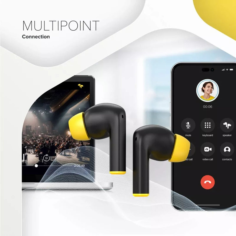 CANYON austiņas HEXAGON 7 TWS ANC+ENC bezvadu uzlāde melni/dzelteni