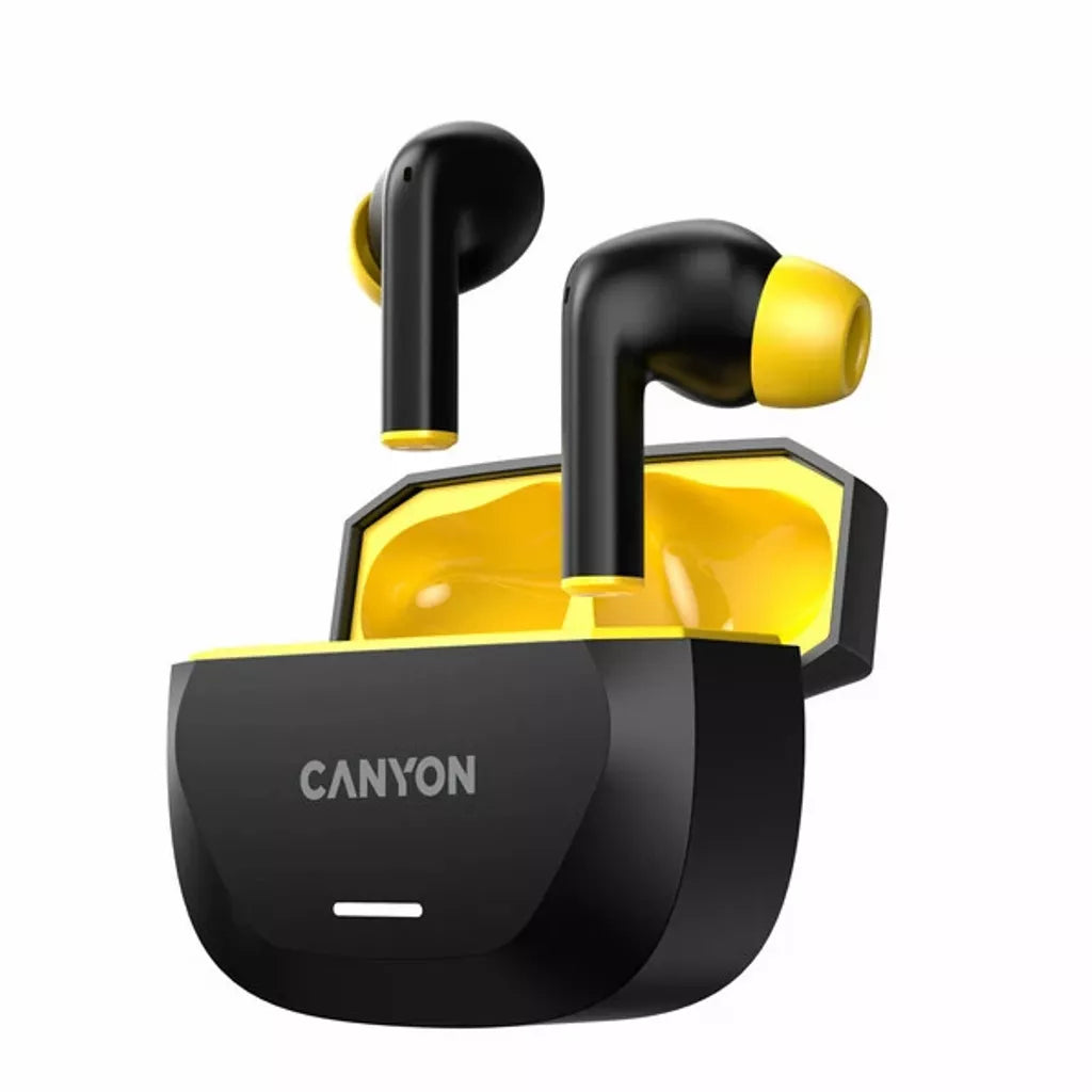 CANYON austiņas HEXAGON 7 TWS ANC+ENC bezvadu uzlāde melni/dzelteni