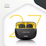 CANYON austiņas HEXAGON 7 TWS ANC+ENC bezvadu uzlāde melni/dzelteni