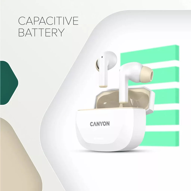 CANYON austiņas HEXAGON 7 TWS ANC+ENC bezvadu uzlāde melni/dzelteni