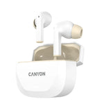 CANYON Hexagon 7 TWS bezvadu austiņas, ANC, Bluetooth 5.4, 27 h, baltas/bēšas