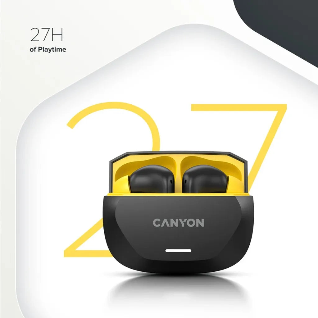 CANYON Hexagon 7 TWS bezvadu austiņas, ANC, Bluetooth 5.4, 27 h, baltas/bēšas